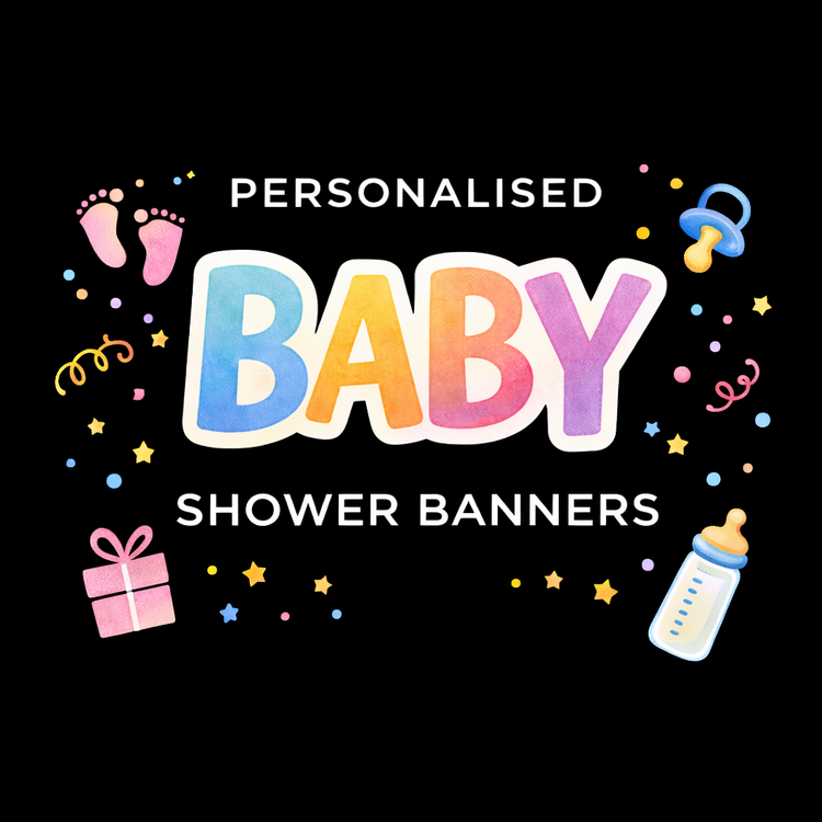 Personalised baby shower banner with custom name and soft pastel design