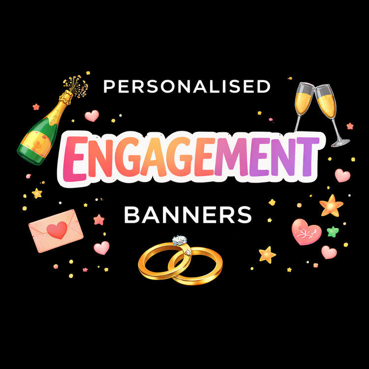 Personalised engagement banner with custom names and elegant design