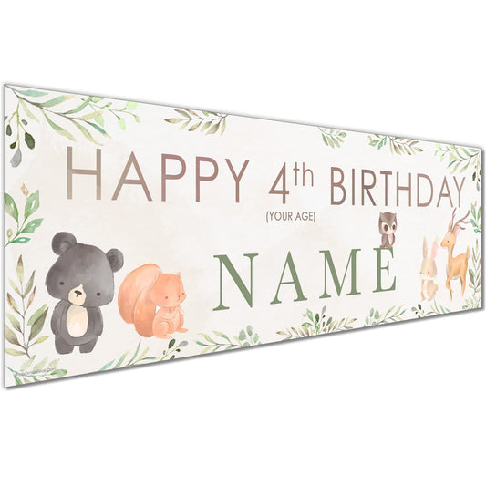 Personalised Birthday Banner - Forest Animal Theme Theme