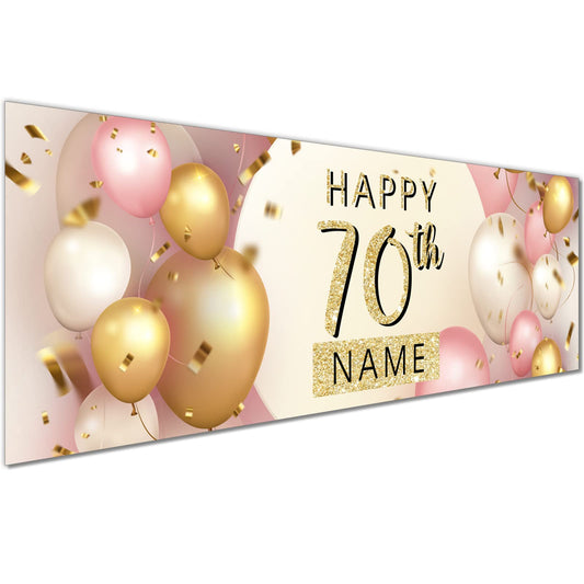 Personalised Birthday Banner - Pink And Gold Theme