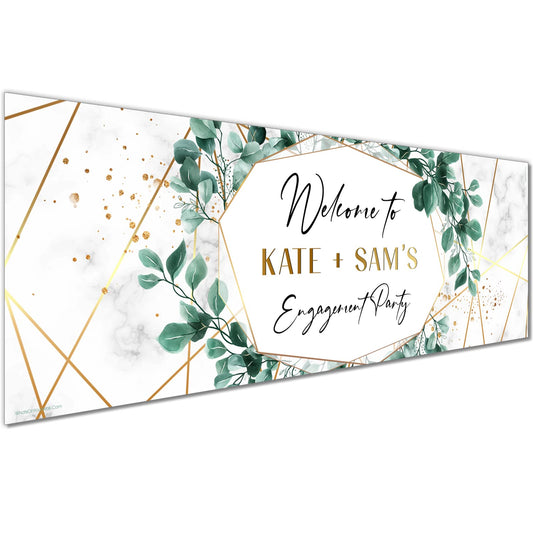 Personalised Engagement Banner - Botanical Leaf Engagement Theme