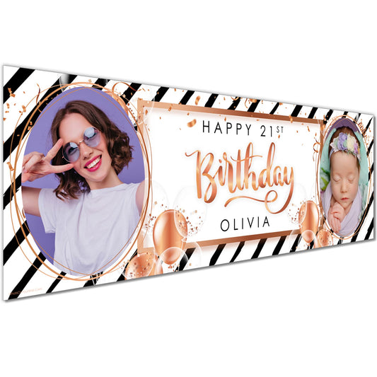 Personalised Birthday Banner - Black White Theme