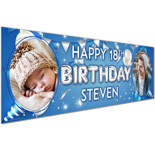 Personalised Birthday Banner - Blue Theme