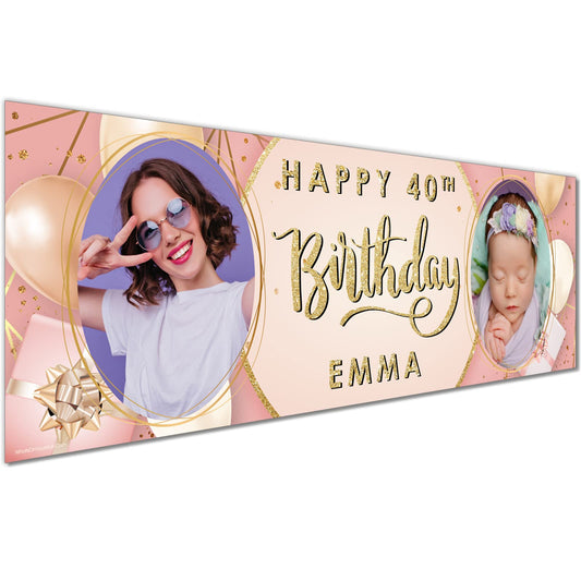 Personalised Birthday Banner - Pink Theme