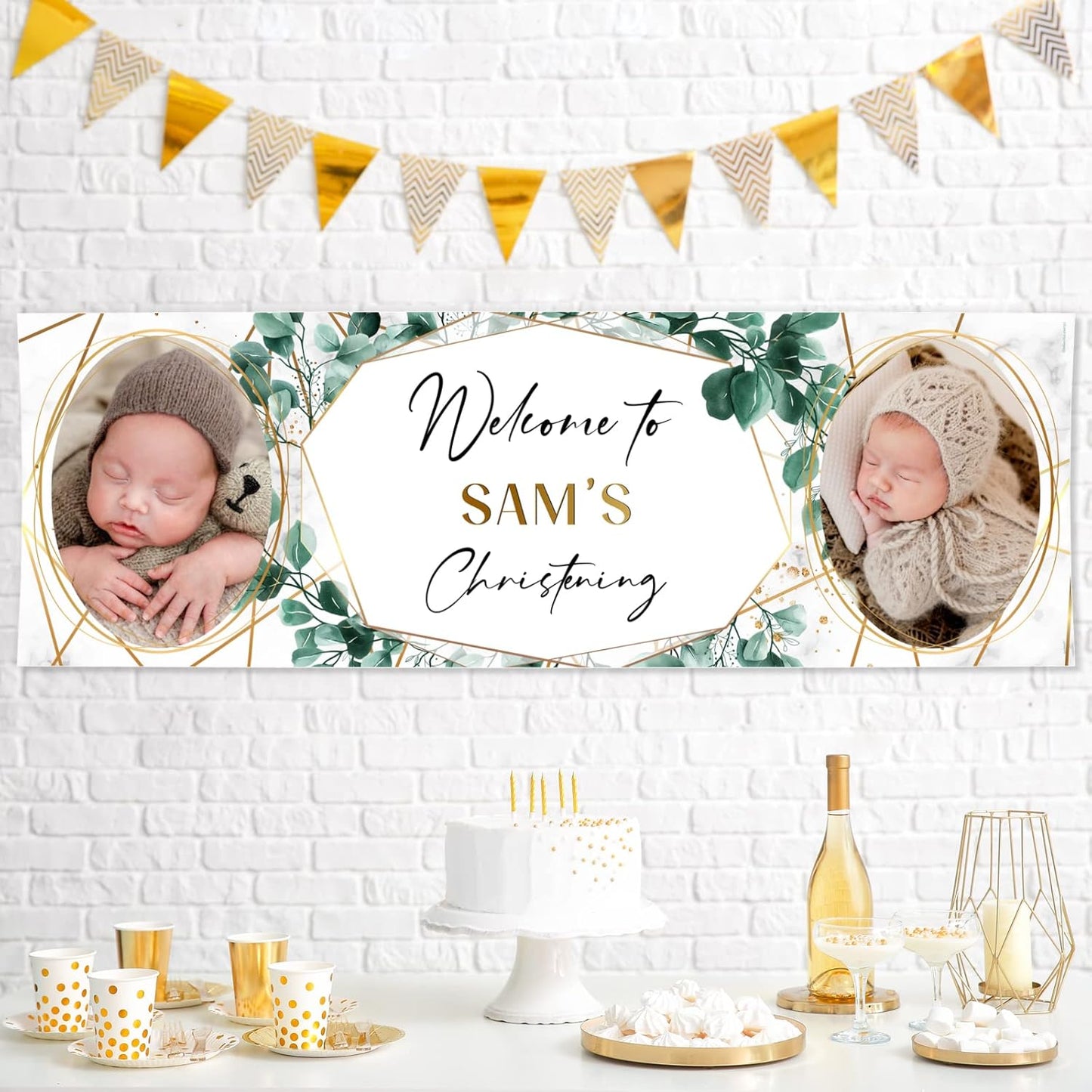 Personalised Birthday Banner - Christening Theme