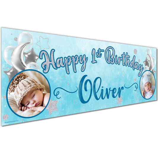 Personalised Birthday Banner - Blue Theme