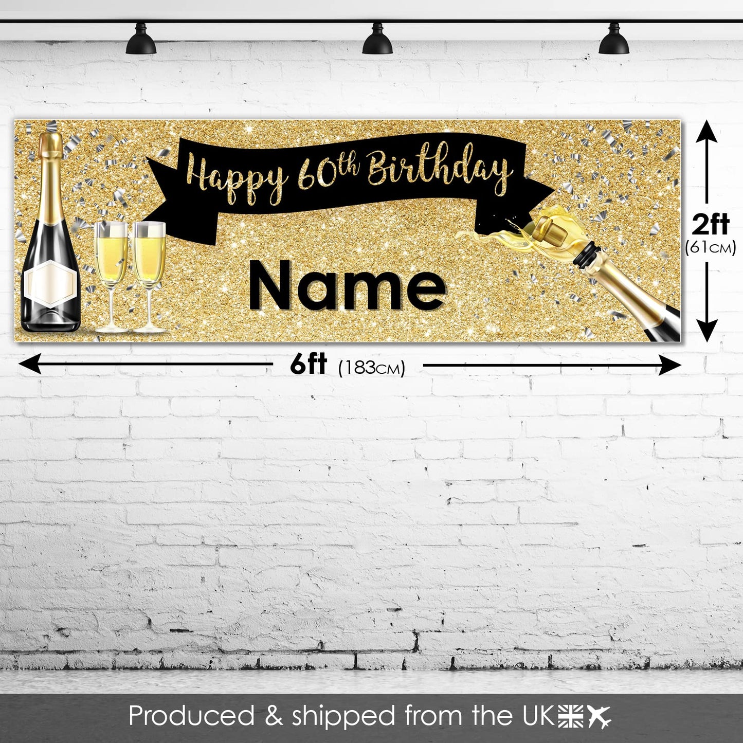 Personalised Birthday Banner - Champagne Design Theme