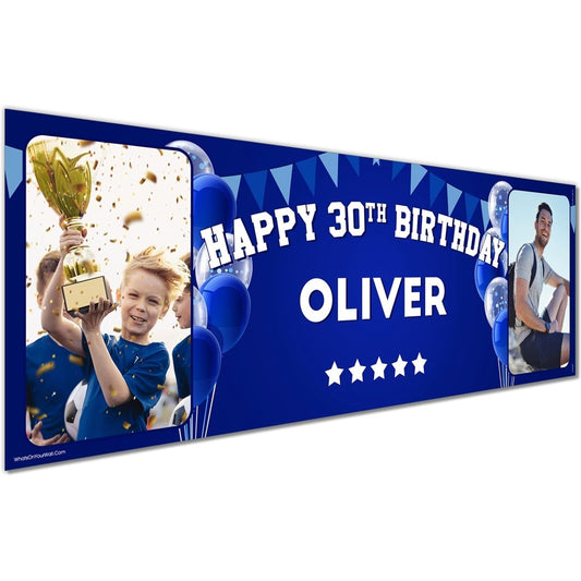 Personalised Birthday Banner - Blue Theme